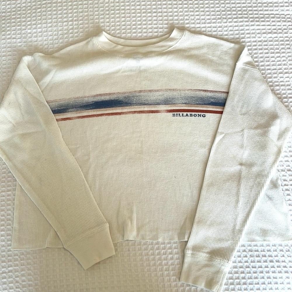 Billabong Retro Striped Waffle Cropped Long Sleeve